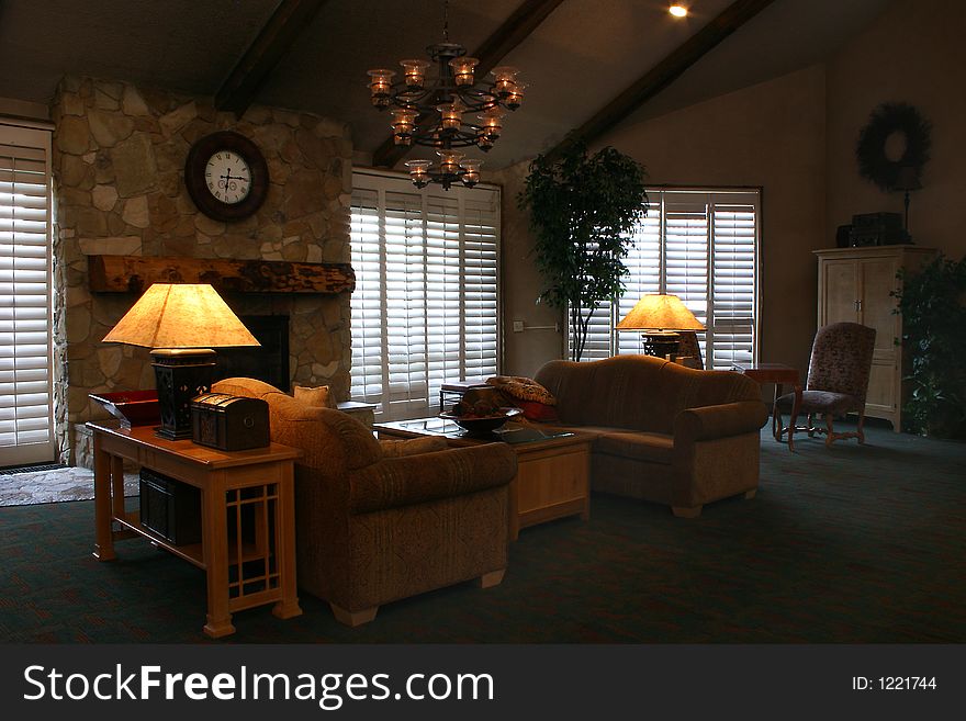 The hotel lobby sitting area at the Yarrow hotel in Park City, Utah