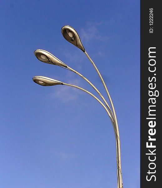 Triple lamppost in the Moscow street