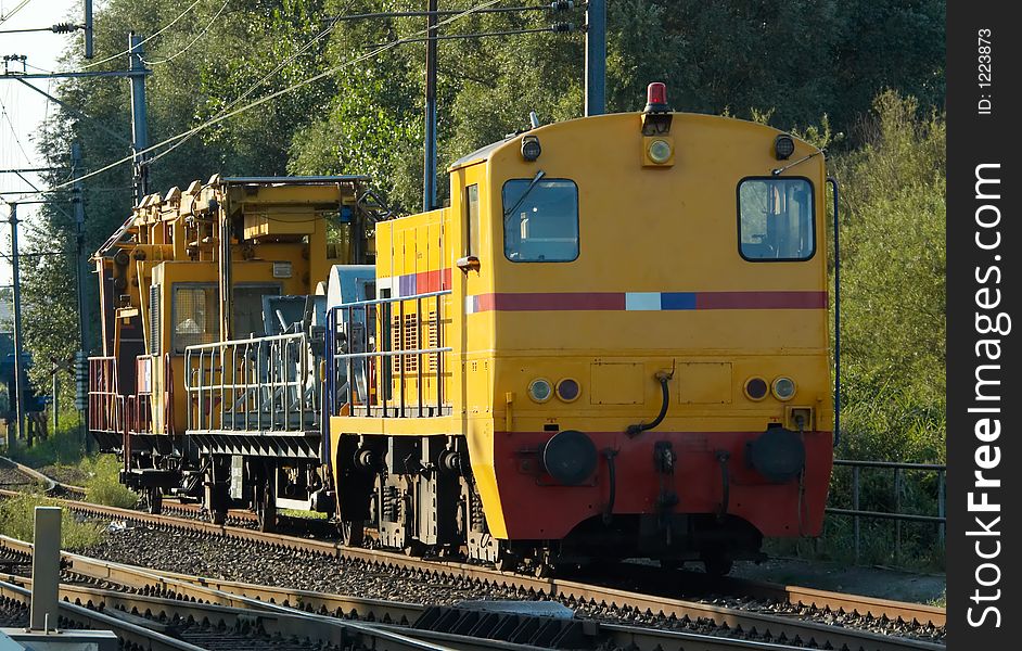 Close-up of a yellow locomotive