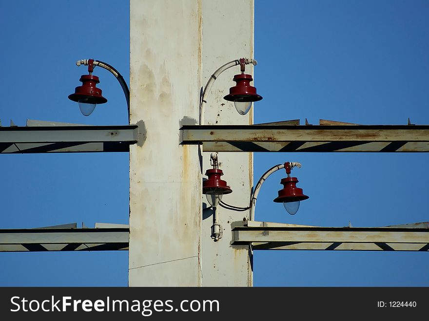 Public lighting on the bridge.