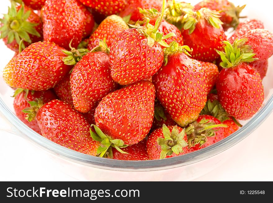 Fresh Sunny Strawberries In A Bowl. Fresh Sunny Strawberries In A Bowl