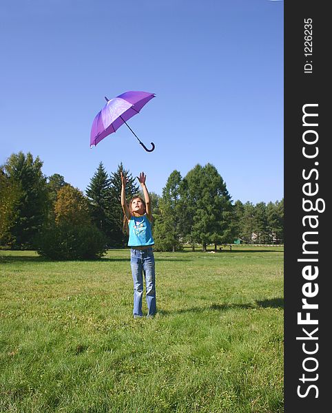 The Girl Playing With A Umbrella