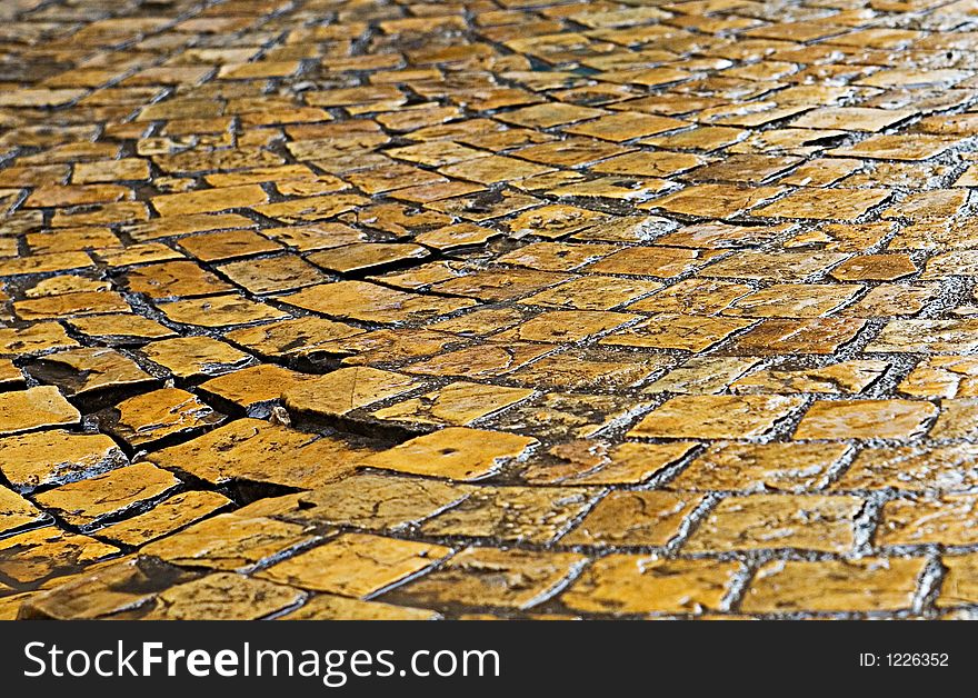 Rainy pavement in Aix-en-Provence (France)