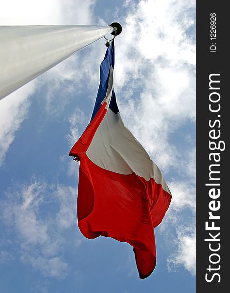 Flying french flag and clouds