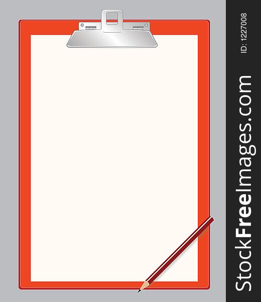 A illustration clipboard with paper and pencil