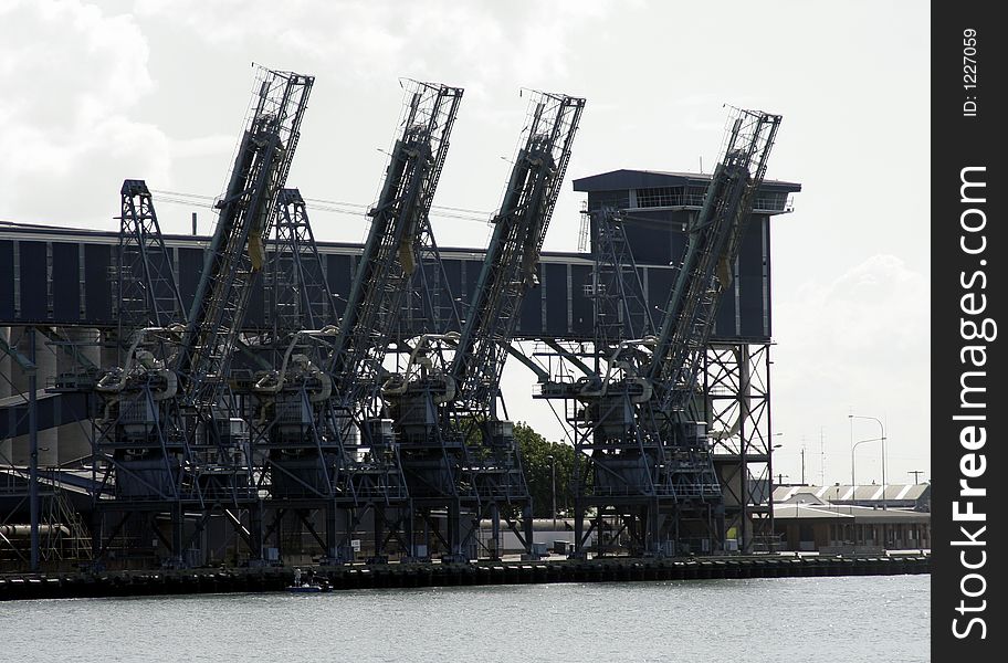 Harbour Dock With Metal Crane, Newcastle, Australia. Harbour Dock With Metal Crane, Newcastle, Australia