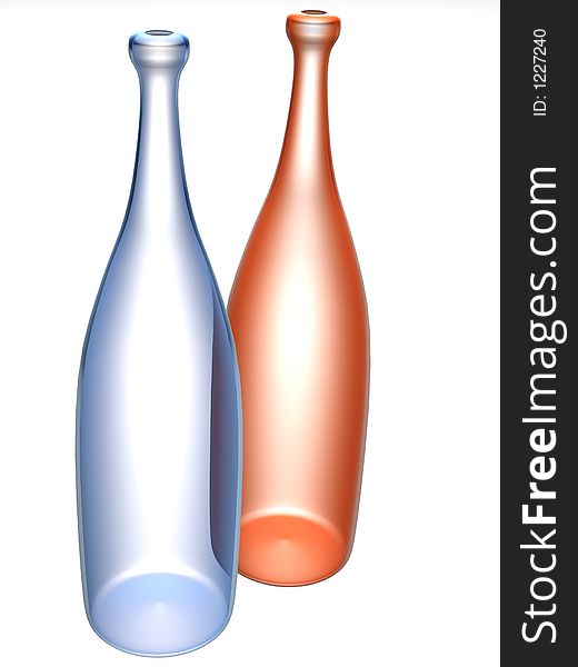 3D Bottles with white background.