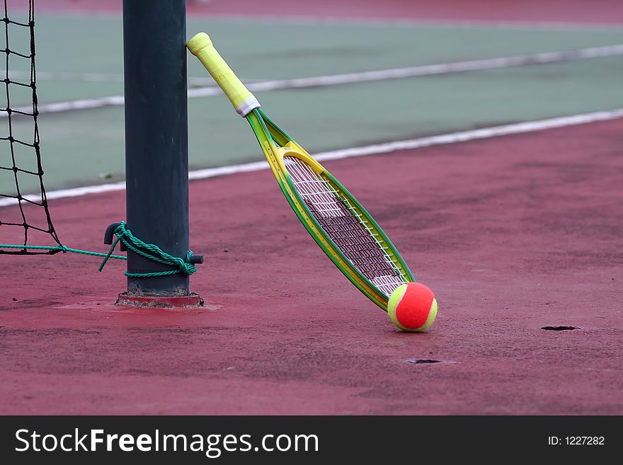 Ball racket and tennis net. Ball racket and tennis net