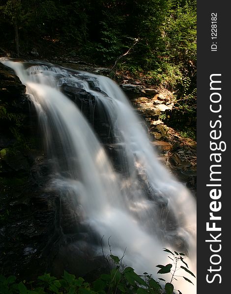 Waterfall at Rickett's Glenn State Park in Pennsylvania. Waterfall at Rickett's Glenn State Park in Pennsylvania
