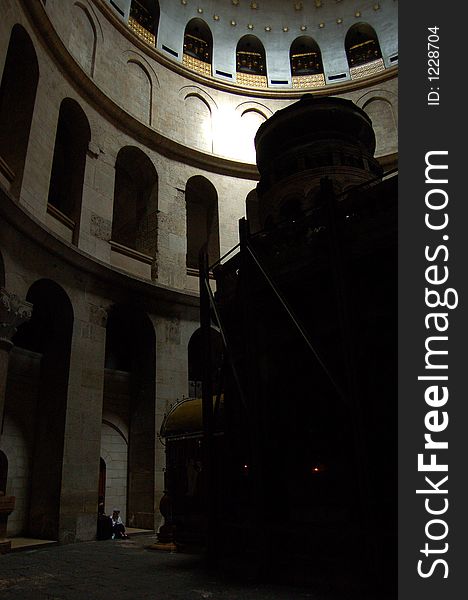 The inside of the church of the tomb in Jerusalem. The inside of the church of the tomb in Jerusalem.