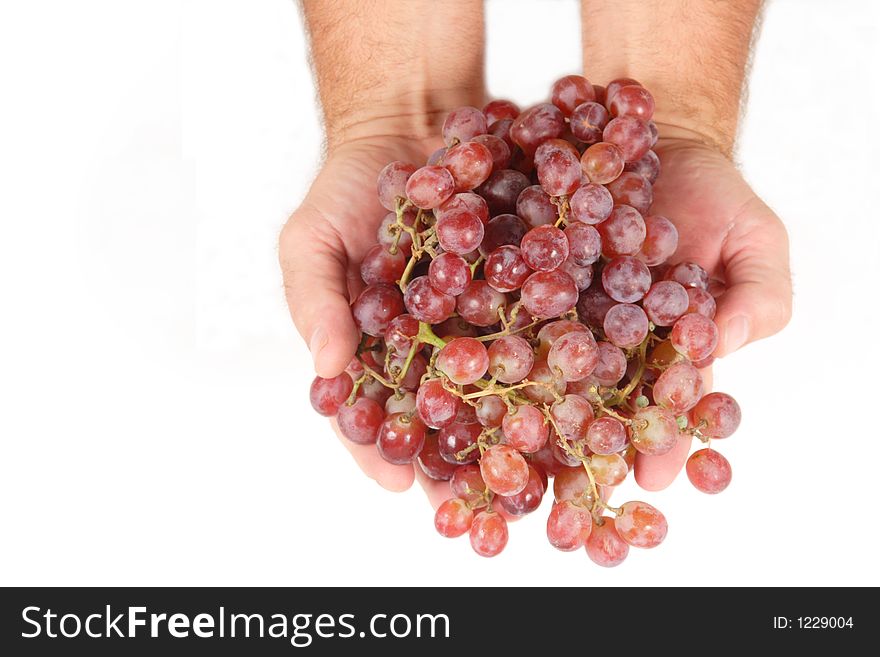 Handful Of Red Seedless Grapes