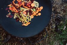Roasting Vegetables In Outdoor. Royalty Free Stock Image Roasting Vegetables In Outdoor. Royalty Free Stock Image