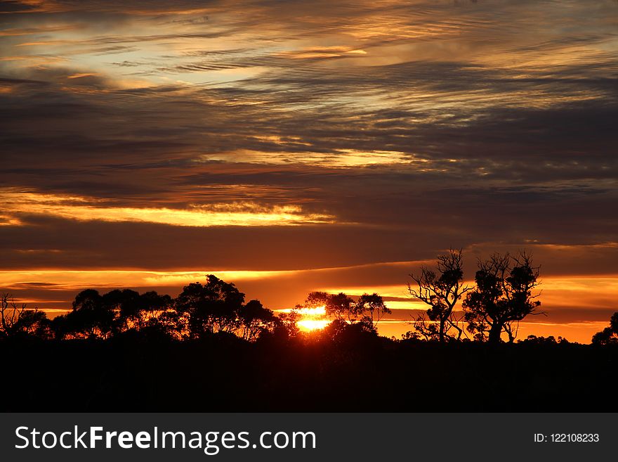 Sky, Afterglow, Sunset, Red Sky At Morning