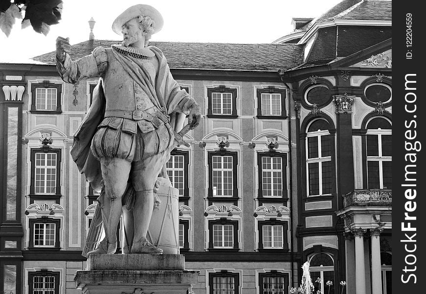 Statue, Landmark, Black And White, Monument