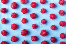 Many Fresh Raspberries On Blue Wooden Background. Bright Texture For Design. Top View Stock Photography Many Fresh Raspberries On Blue Wooden Background. Bright Texture For Design. Top View Stock Photography