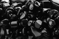 Decorative Women`s Beads Of Black Stones Close-up. Abstract Background Stock Photo