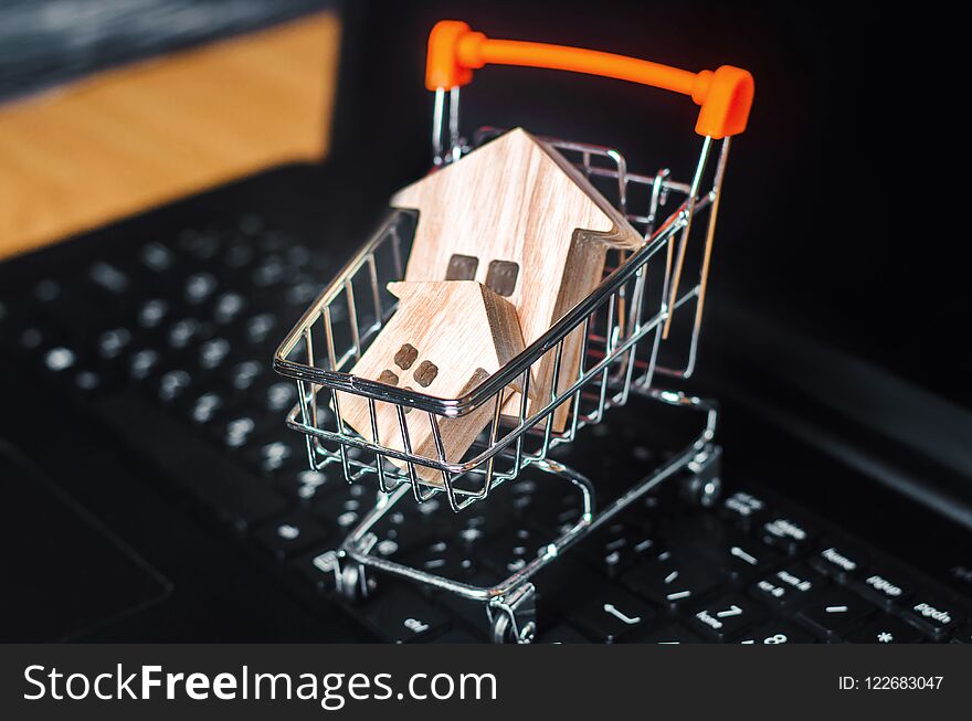 Buying a house online. purchase and investment in business and real estate. investment programs. acquisition of business objects. insurance home. selective focus