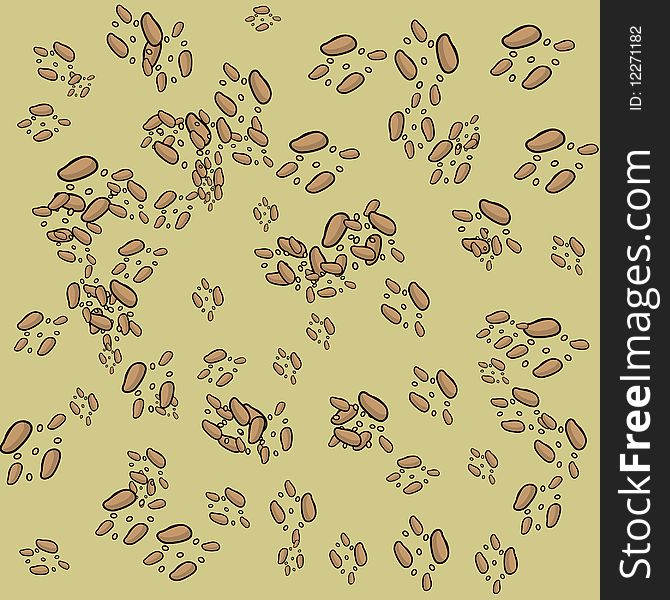 Illustration of pebble seamless pattern on brown background.