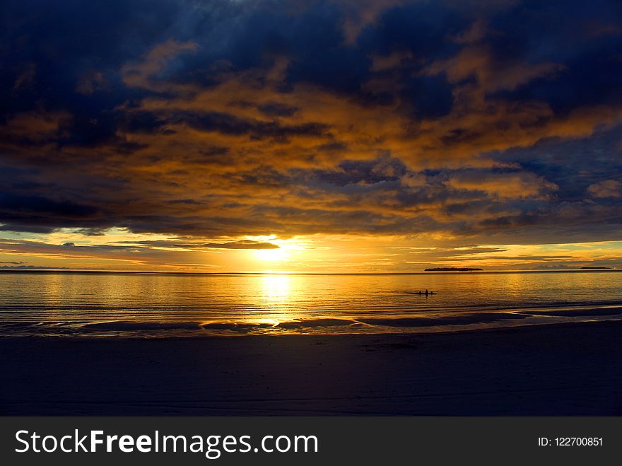 Horizon, Sky, Afterglow, Sunset