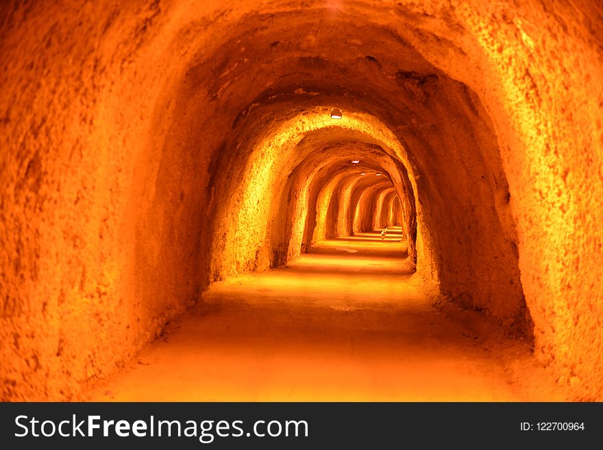 Yellow, Tunnel, Light, Arch