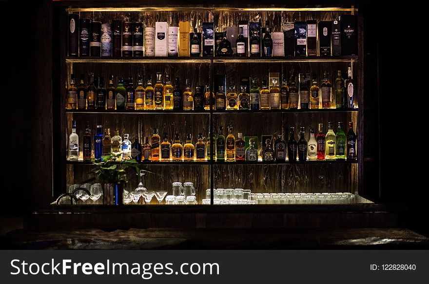 Bar, Distilled Beverage, Liquor Store, Night
