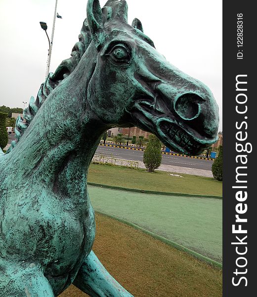Horse, Statue, Sculpture, Green