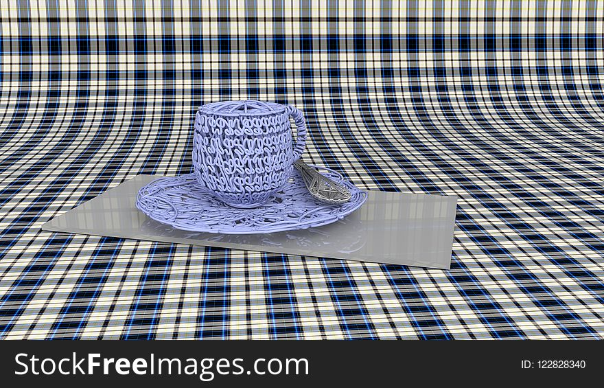 Blue, Tablecloth, Textile, Pattern