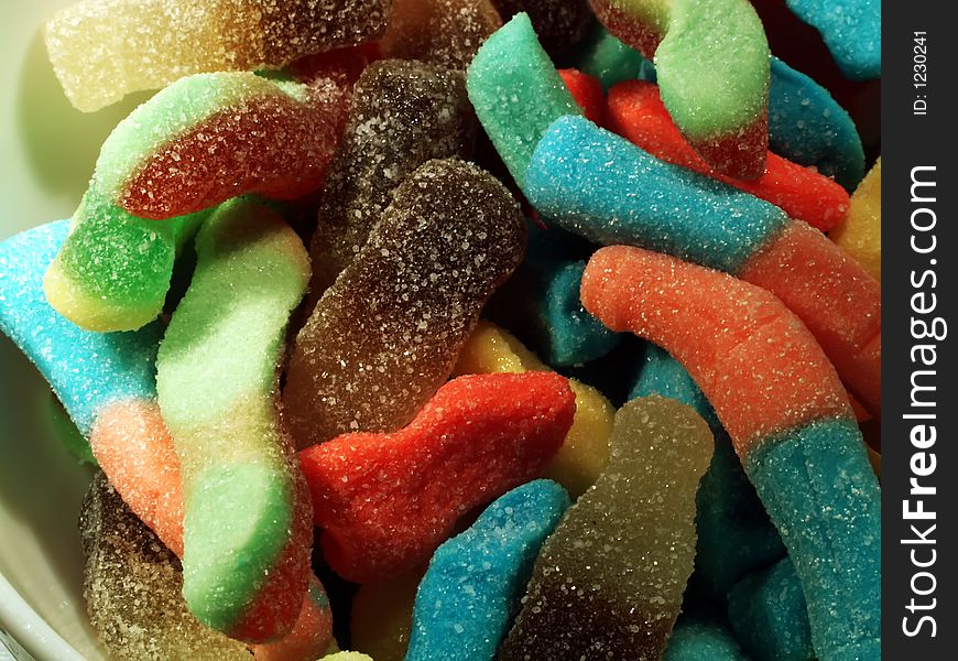 Multicolored sweets in a bowl