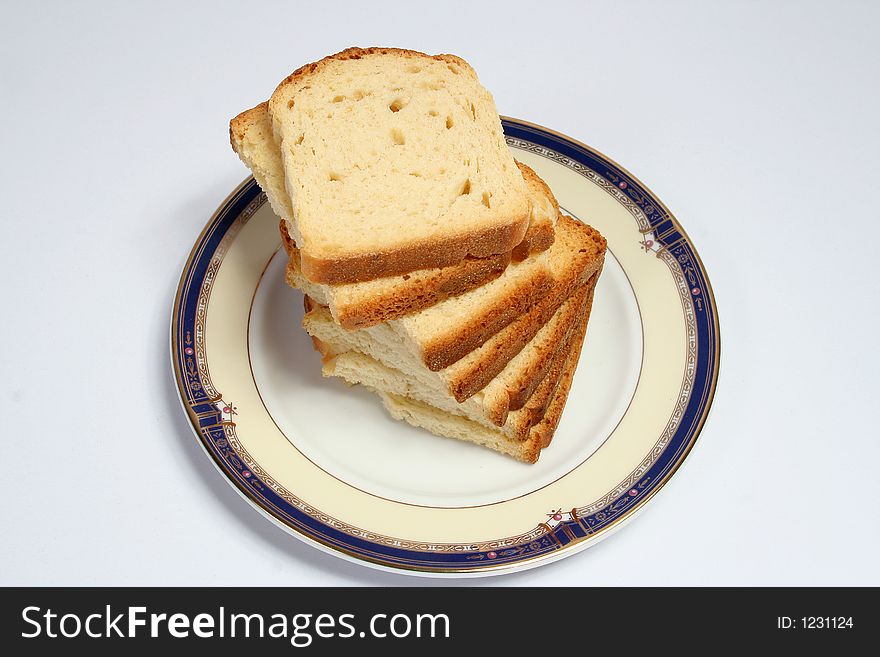 Toasted bread in plate for breakfast