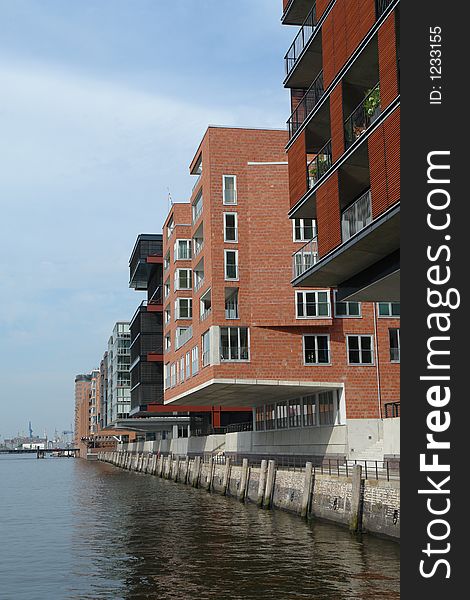 Modern buildings in Hamburg harbor