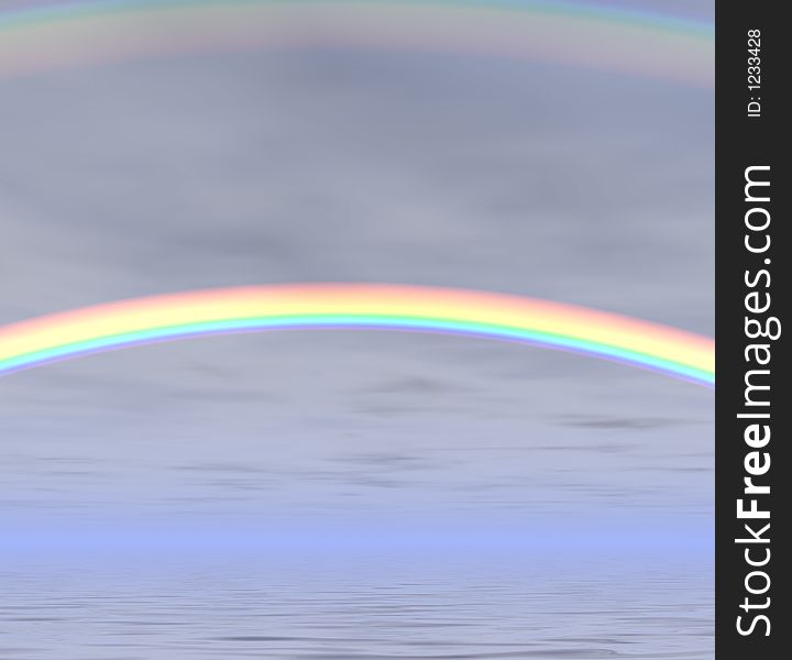 Evening rainbow in haze (simulator)
