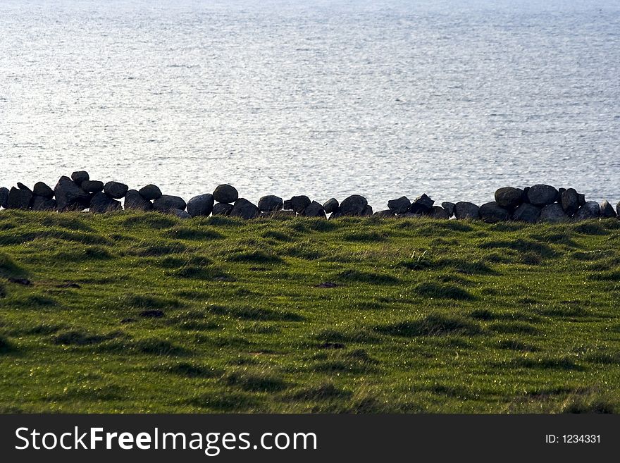 Stone fence on the norwegian west coast.