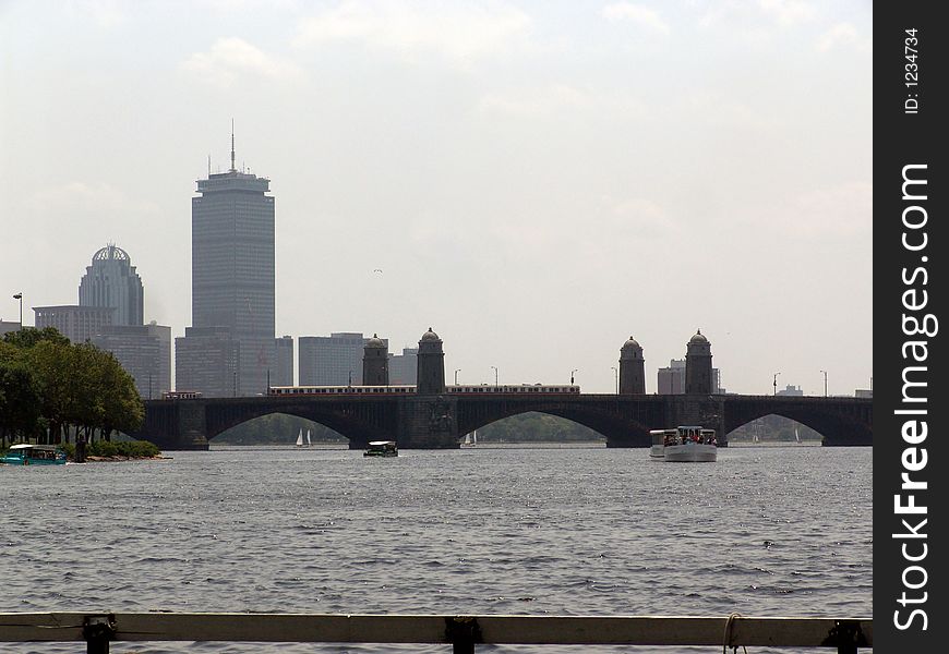 Mid Afternoon photo of Boston skyline from Cambridge Massachusetts