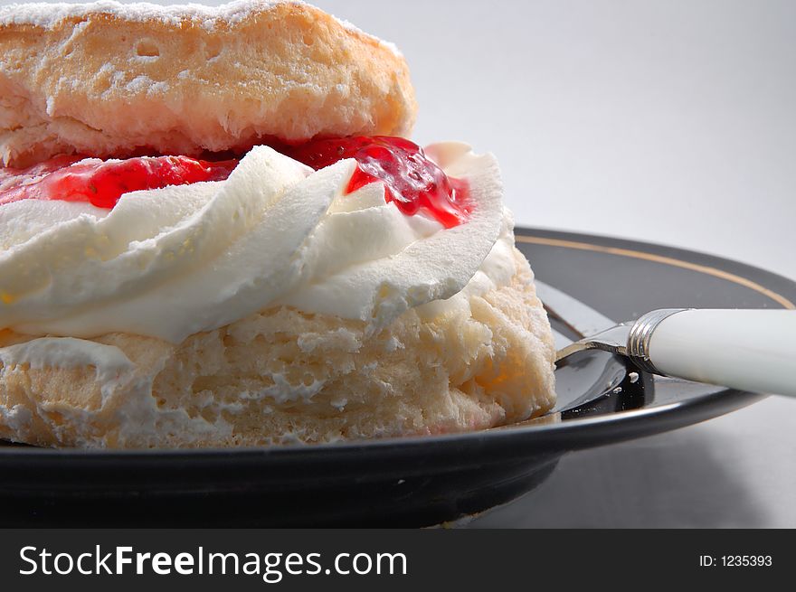 Strawberry shortcake for dessert, with a fork