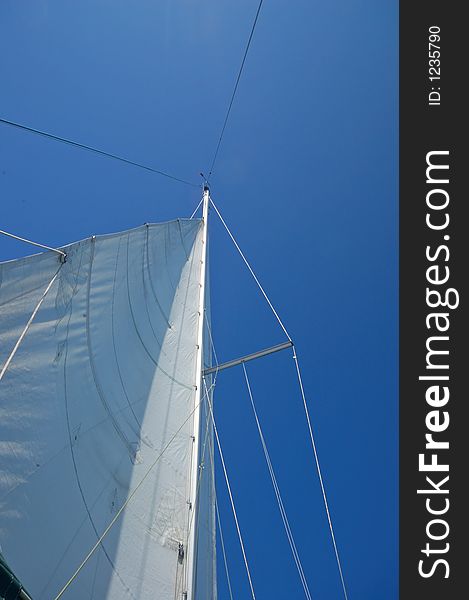 The mast of a sailboat. The mast of a sailboat