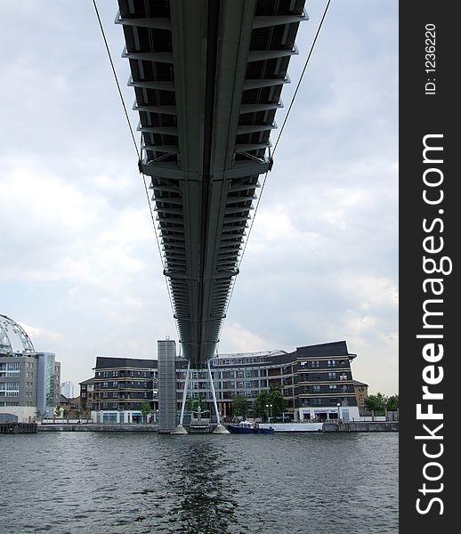 A view of a bridge in London's Docklands. A view of a bridge in London's Docklands.