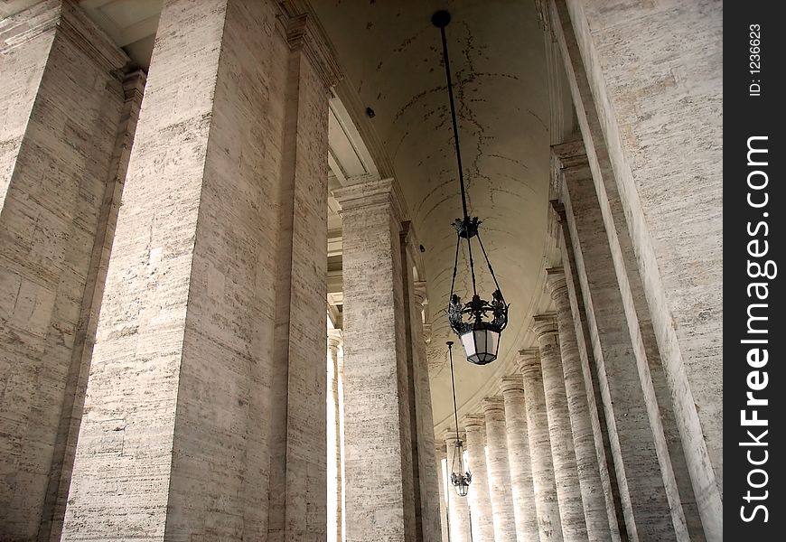 Alley between the columns in St.Peter Square (Vatican). Alley between the columns in St.Peter Square (Vatican)