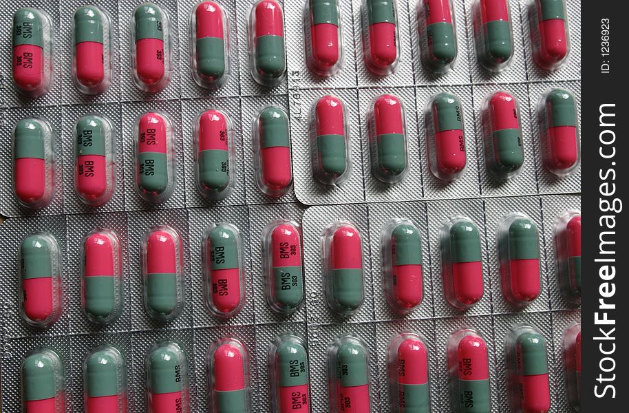 Rows of capsules