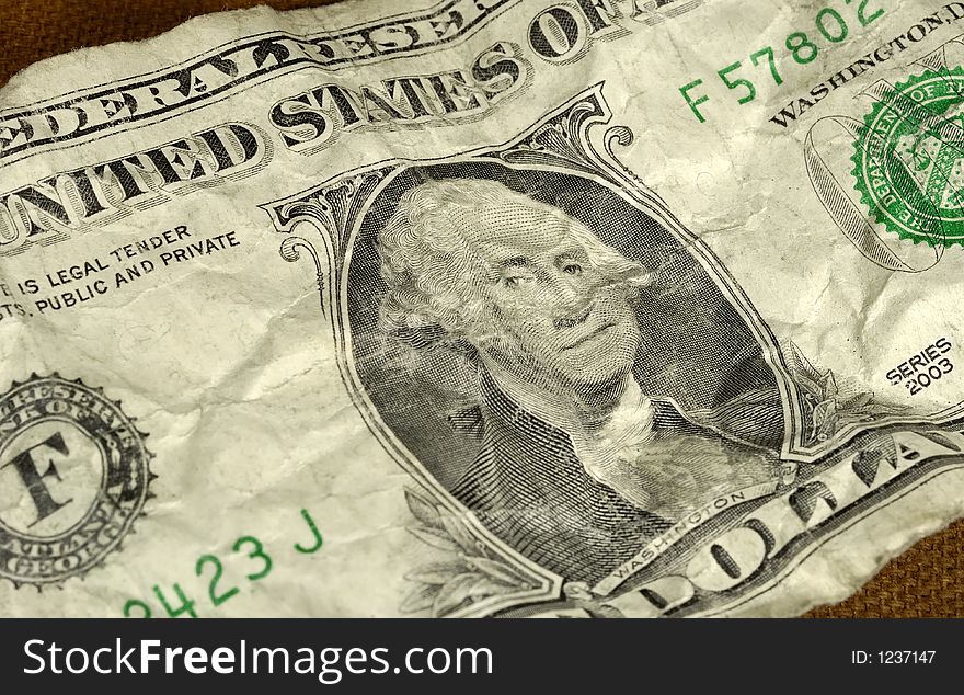 Photo of a Crumpled Dollar Bill