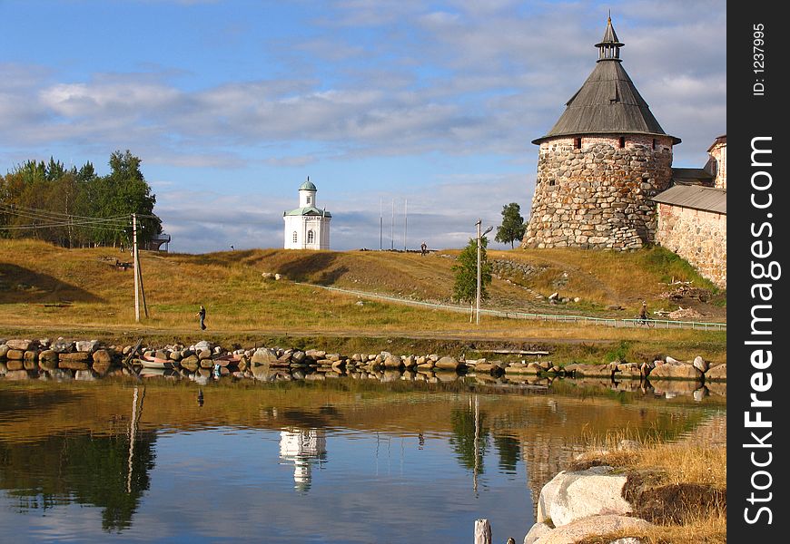 Ancient fortress in the Solovetskii island in the north of Russia