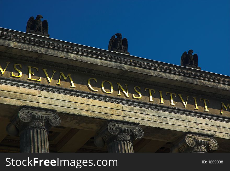 Detail of Altes Museum in Berlin Germany.