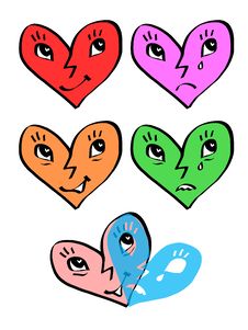Heart Emotion Faces - Joy And Sadness Masks Royalty Free Stock Photo