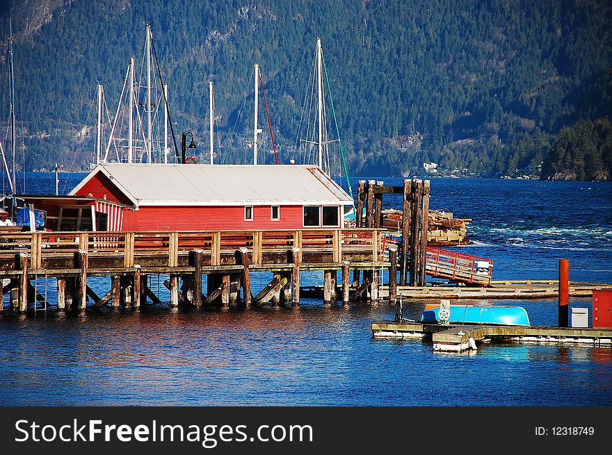 Dock at Horseshoe Bay, BC in winter time.