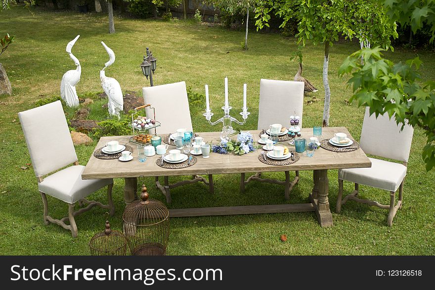 Furniture, Table, Backyard, Grass
