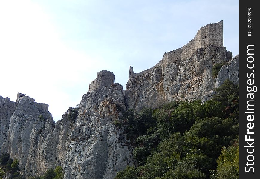 Rock, Mountain, Escarpment, Sky