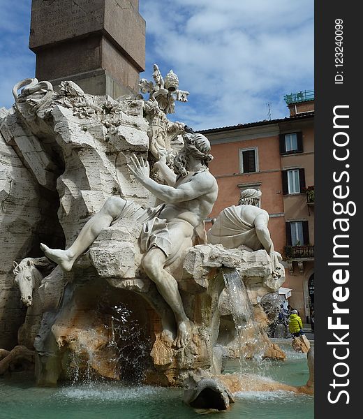Sculpture, Fountain, Water, Statue