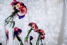 Beautiful And Luxury Flowers Settings For Special Events And Holidays. Props For Weddings, Birthdays, And Celebrations... Royalty Free Stock Photo