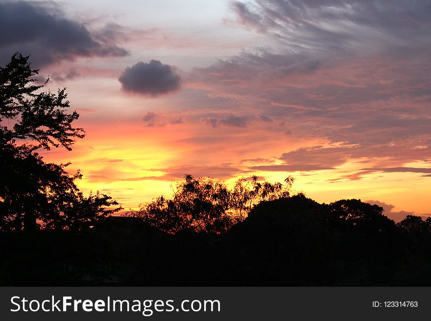 Sky, Afterglow, Red Sky At Morning, Sunset