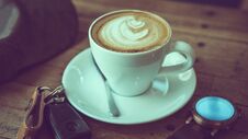 Hot Latte Coffee With Heart Shape Royalty Free Stock Photos