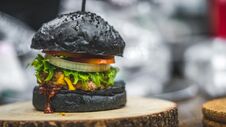 Charcoal Black Burger With Meat Steak Royalty Free Stock Image